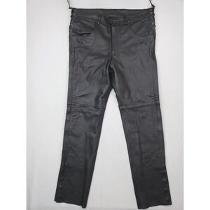 Daniel Smart Road Rebel Pants Mens 38x34 Black Leather Motorcycle Biker Zip Side